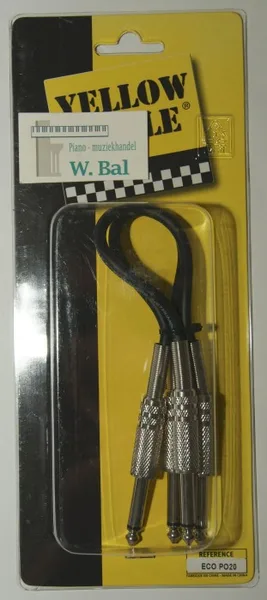 verloopkabel man jack 6,3mm - man jack 6,3mm 2 stuks/ 20cm