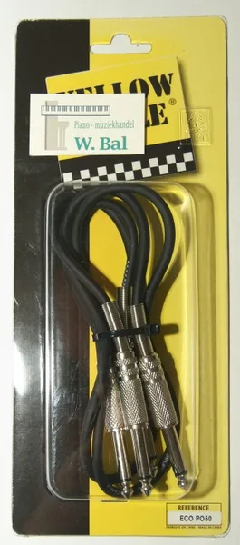 verloopkabel man jack 6,3mm - man jack 6,3mm 2 stuks/ 50cm