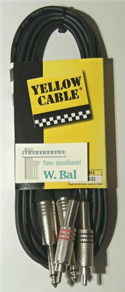 Kabel man 2x RCA - man 2x jack 6,3/ 3 mtr