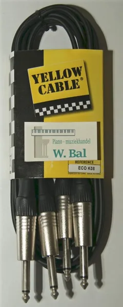 verloopkabel man jack 6,3mm - man jack 6,3mm/ mono 2 stuks